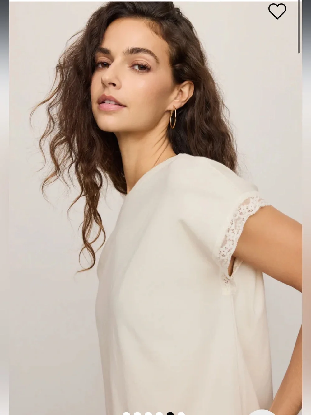 z supply marika ivory cream lace trim muscle tee blouse t-shirt top size small